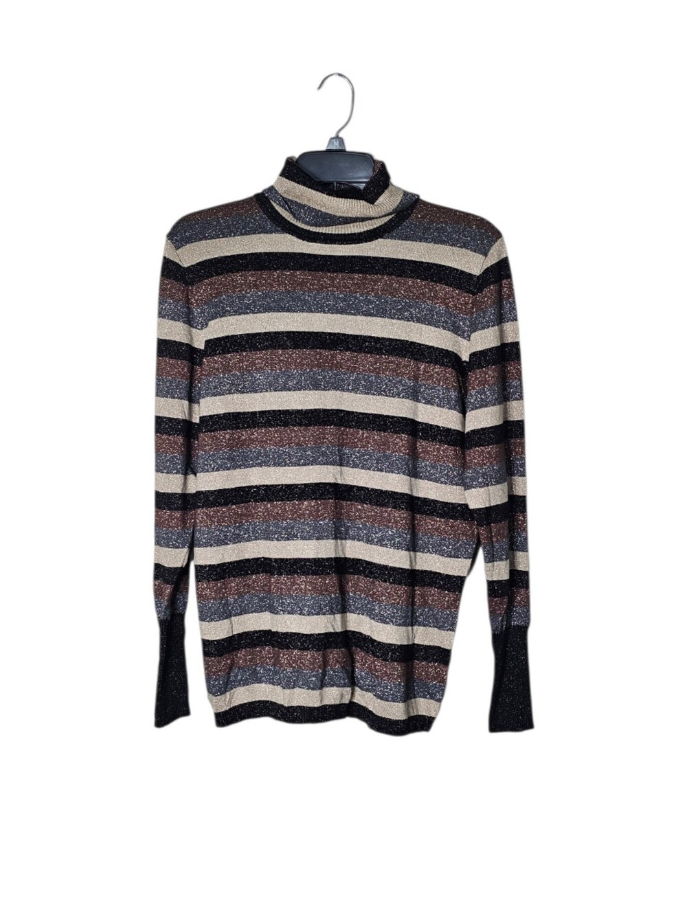 Worthington Sparkle Striped Turtleneck Women's XL Fitted Stretch